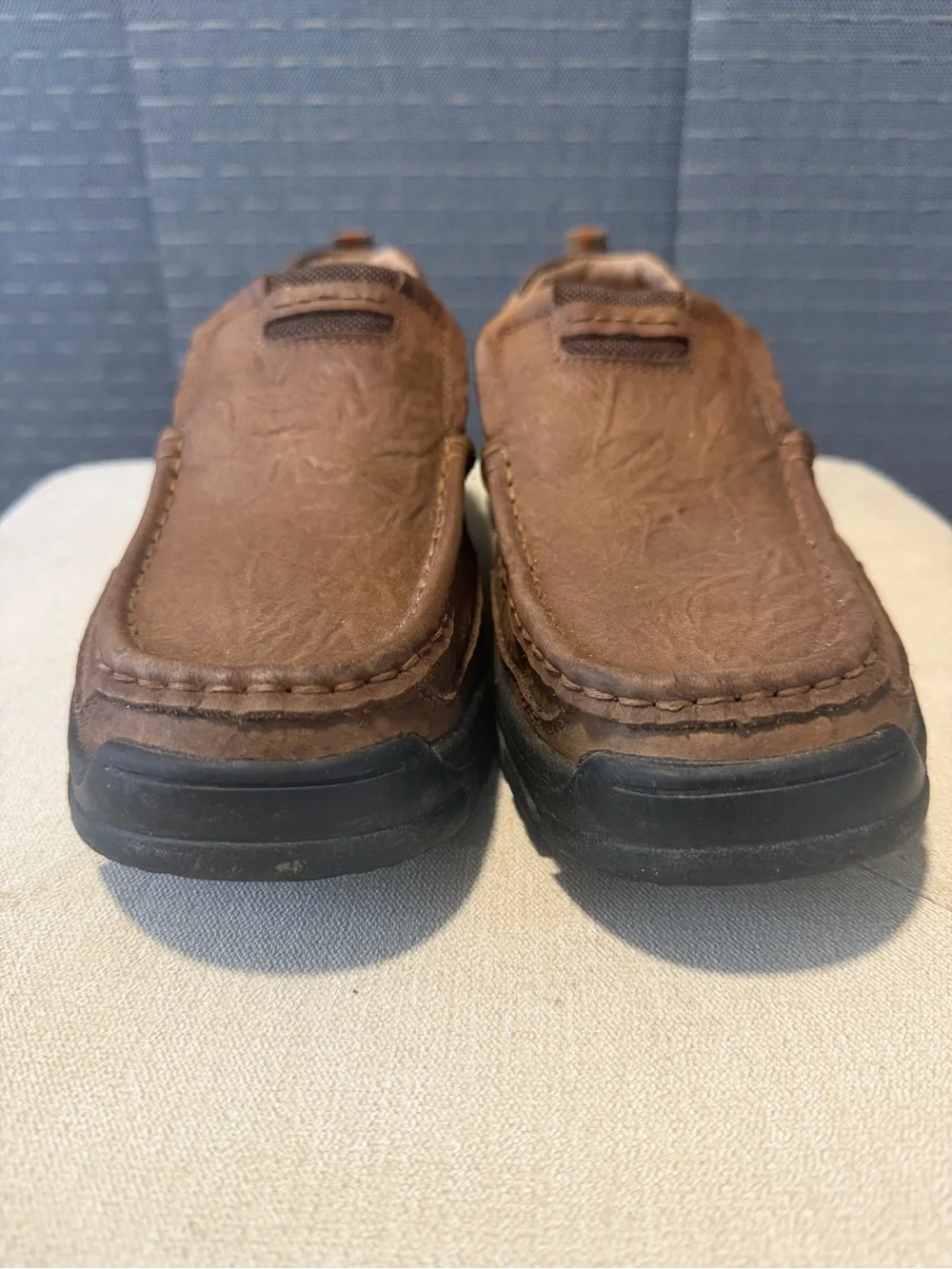Mostelo Men's Leather Slip-On Loafers with Rugged Outsole